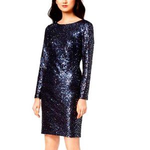 Calvin Klein Navy Sequin Sheath Dress